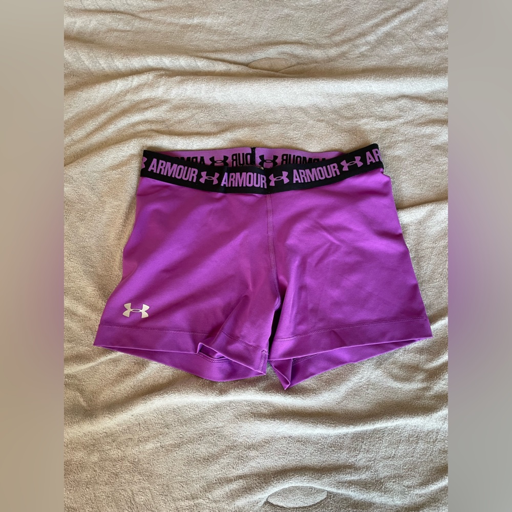 purple under armour spandex